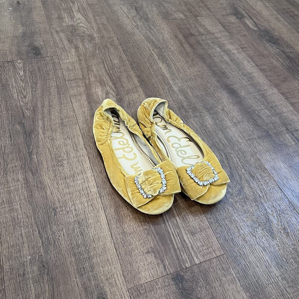 Sam Edelman Yellow/ Gold Velvet Ballet Flats Size 4